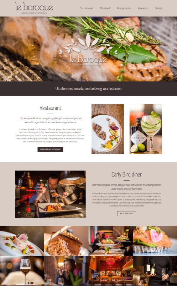 lebaroque restaurant valkenburg website webdesign
